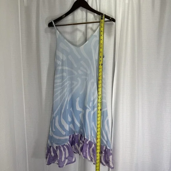 OLIPHANT Tuckernuck Slip Dress Zebra Striped Midi Silk Cotton Blend Small Preppy - Picture 10 of 12